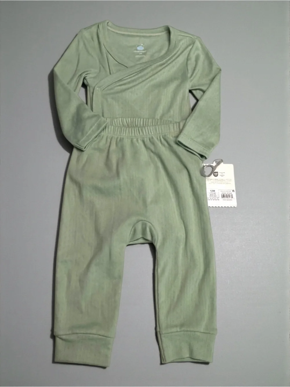 Cloud Island Baby 12M Sage Green Pointelle Kimono Bodysuit‎ and Pants Set NWT